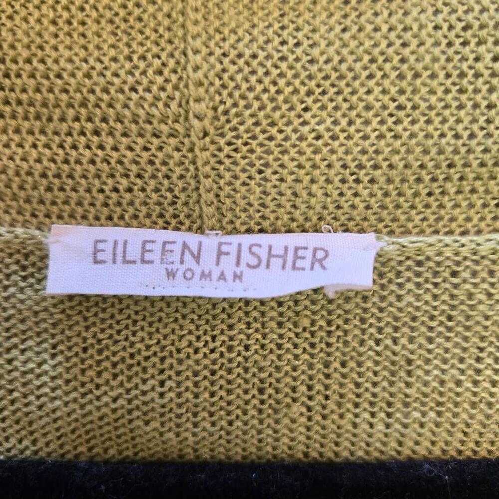 Eileen Fisher Green Linen Slub Kimono Cardigan Open Front 3/4 Sleeve 1X - Picture 3 of 7